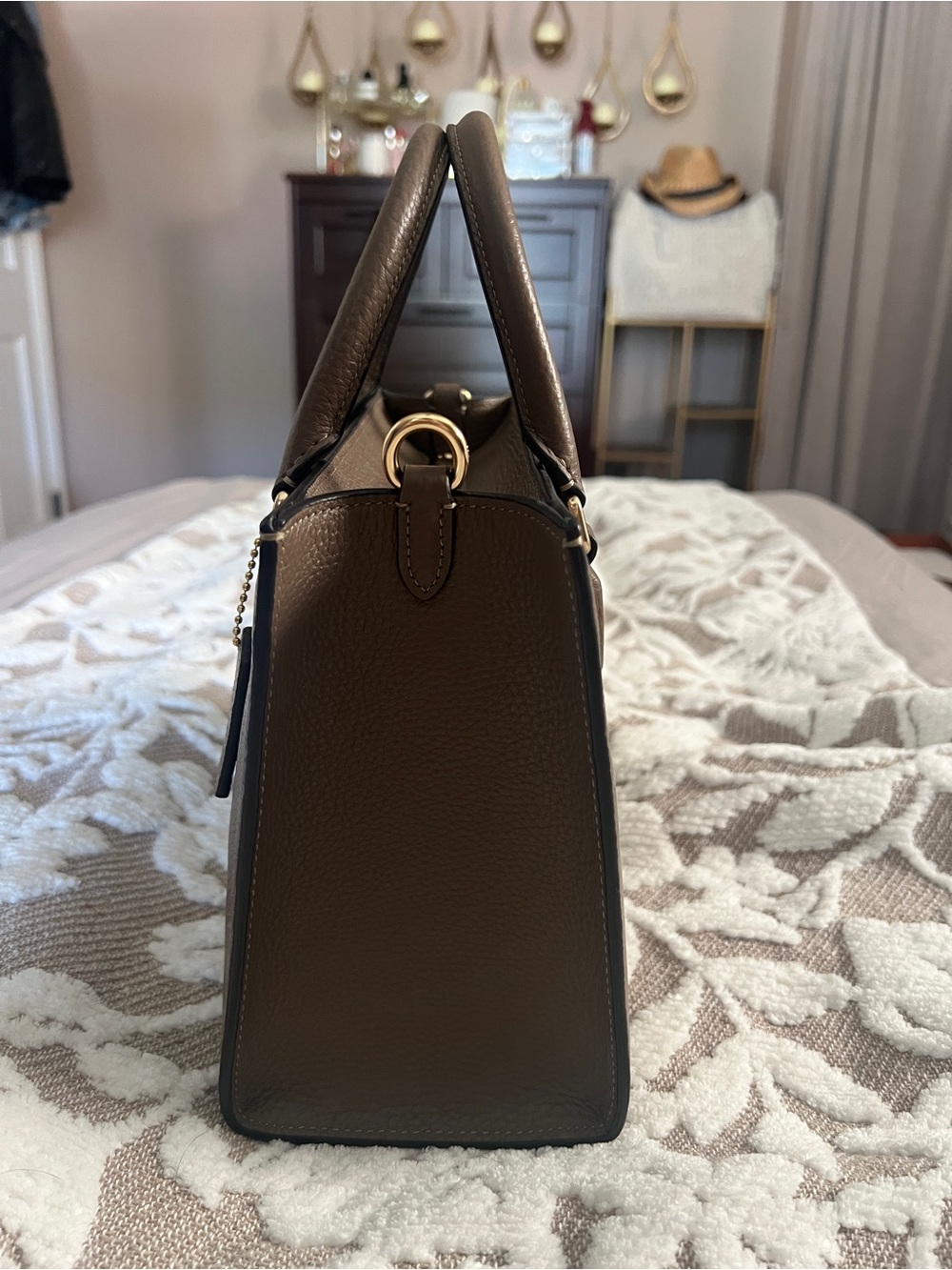 Coach Brown Leather Maggie Small Tote Bag comes with shoulder strap - Picture 4 of 6